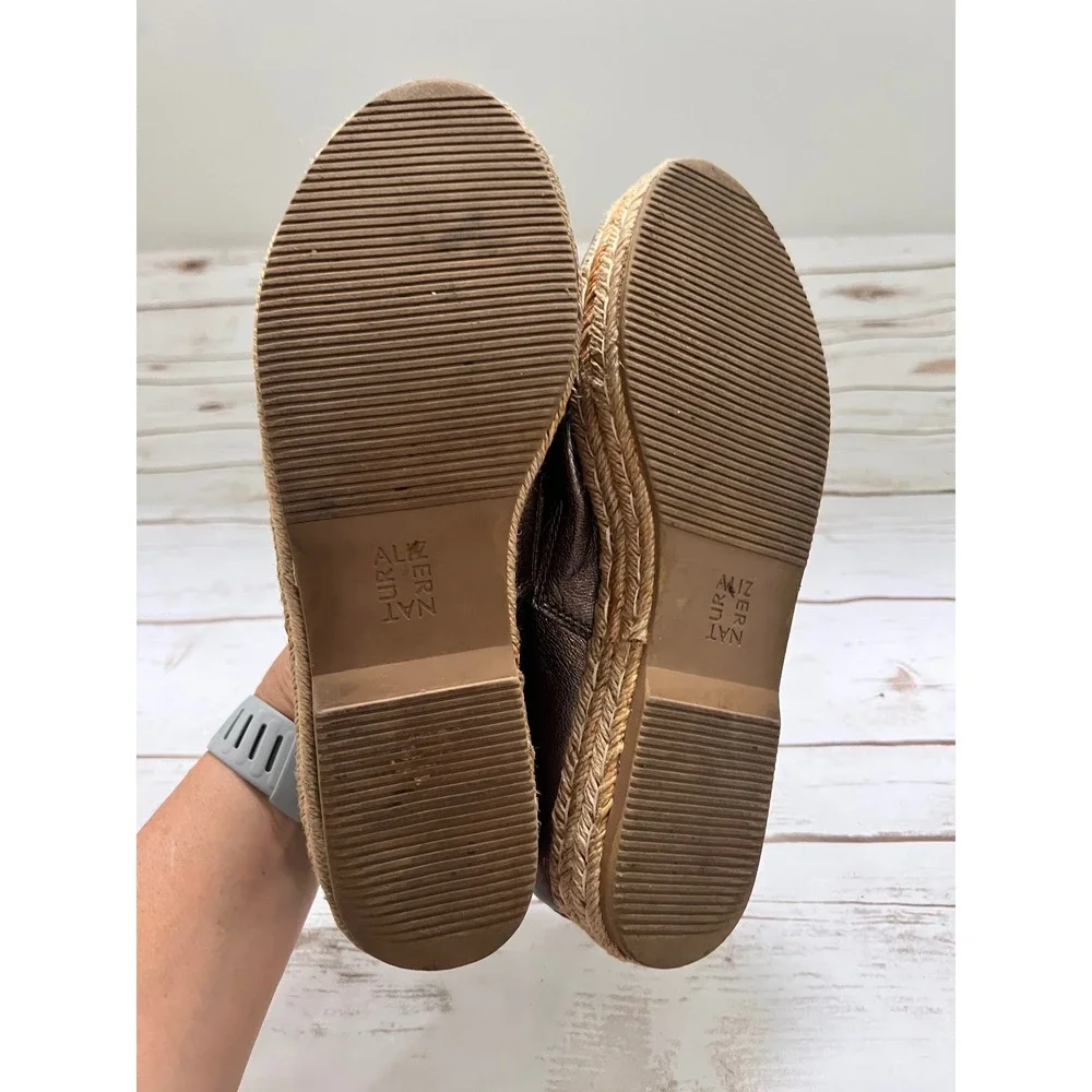 Naturalizer Espadrille Loafers Metallic Bronze Laser Cut Platform 8.5M